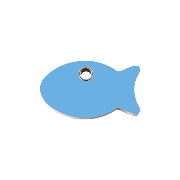 Vue avant - Médaille personnalisable Red Dingo Poisson Bleu clair S - 04-FI-LB-SM pour chat ou chien