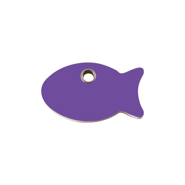 Vue avant - Médaille personnalisée pour chien/chat Red Dingo Poisson Violet S - Gravure incluse