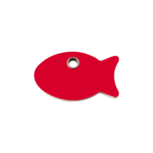 Vue avant - Médaille personnalisée pour chien ou chat - Red Dingo Plastique plat Poisson Rouge - Taille S