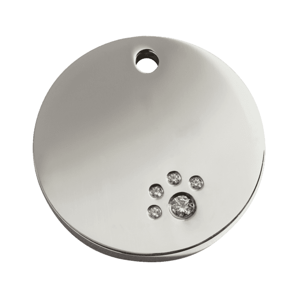 Vue avant - Médaille personnalisable pour chien Red Dingo Swarovski Diamantée Cercle L - Gravure incluse