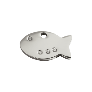 Médaille chat Poisson Swarovski Diamantée Taille S