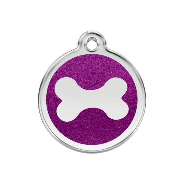 Vue avant - Médaille personnalisable Red Dingo Émail pailleté violet - Taille M 30.00mm