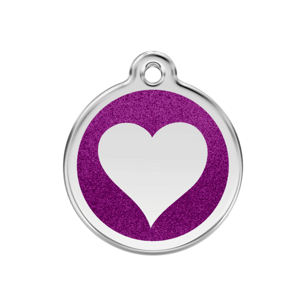 Vue avant - Médaille personnalisée pour chien Red Dingo Émail pailleté violet - Taille M