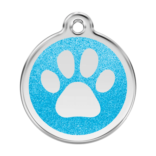 Vue avant - Médaille personnalisée pour chien Red Dingo Émail pailleté Aqua 38.00mm