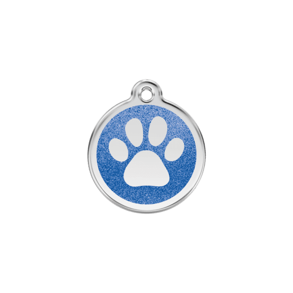 Vue avant - Médaille personnalisable Red Dingo Émail pailleté bleu foncé 20mm - Pour chien/chat - Réf : 0X-PP-DB-SM