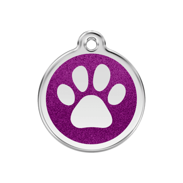 Vue avant - Médaille personnalisable Red Dingo Émail pailleté violet 30mm pour chien ou chat