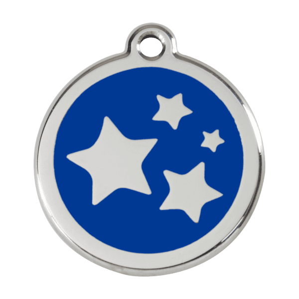 Vue avant - Médaille personnalisée émail et acier inoxydable étoile bleu foncé - Taille L - Red Dingo